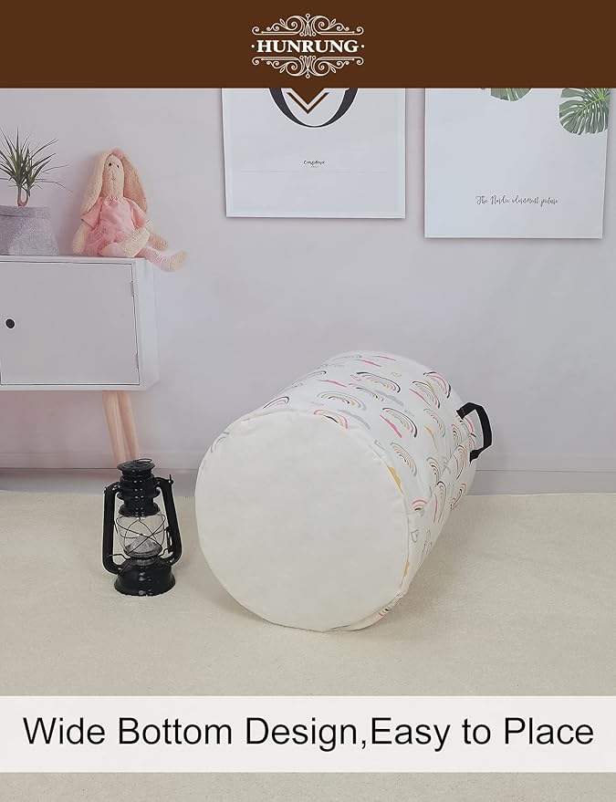 HUNRUNG Laundry Hamper, Large Canvas Fabric Lightweight Storage Basket Toy - Image 4