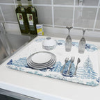 Giwawa Winter Blue Snowflake Dish Drying Mat Christmas Tree Kitchen Counter - Image 6