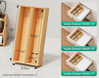 Bamboo Kitchen Drawer Organizer Boxes – 12" x 3" Stackable Wood Silverware - Image 2