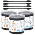 Black Cotton Swabs Spiral Pointed by HOMEFOX