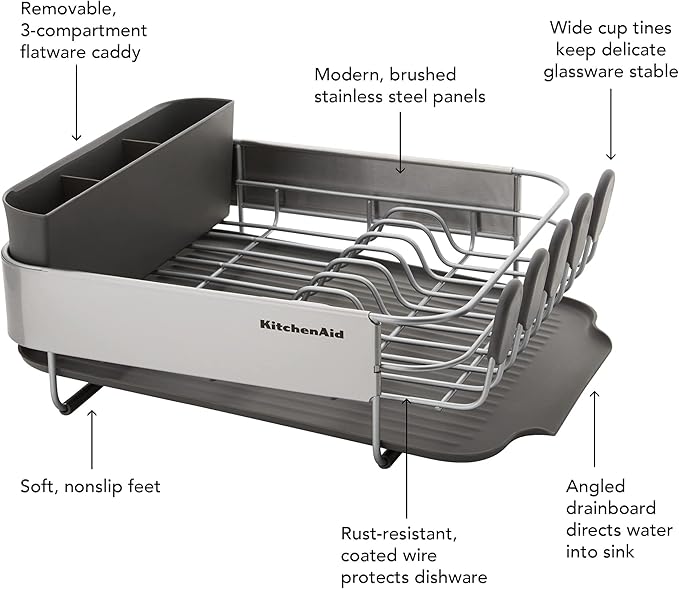 KitchenAid Compact, Space Saving Rust Resistant Dish Rack, - Image 6