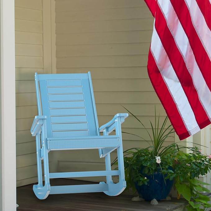 GREENVINES Outdoor Rocking Chairs | Set of 2 | Porch Rocker | HDPE Plastic | Arctic | Oversized Rockers | High Back | Big & Tall | Ladder Back | for Patio Outside Backyard Balcony Garden - Image 9