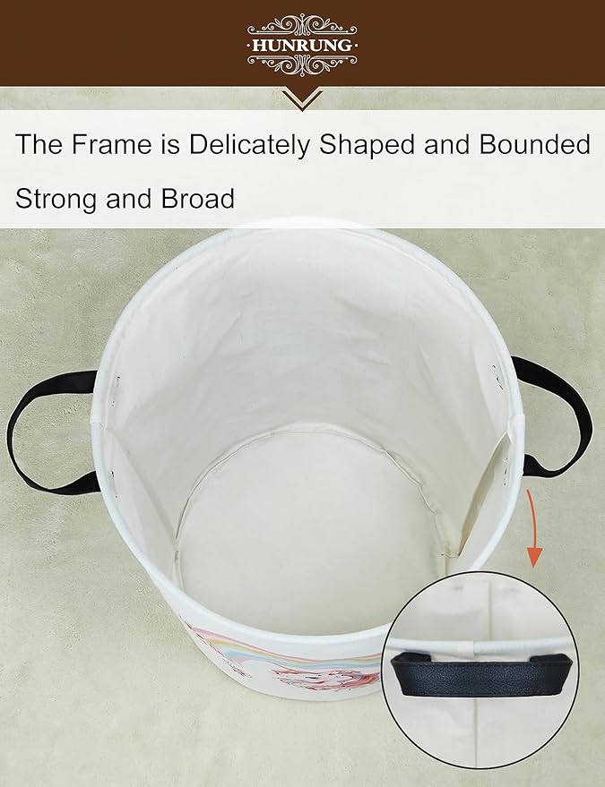 HUNRUNG Laundry Hamper, Large Canvas Fabric Lightweight Storage Basket Toy - Image 5