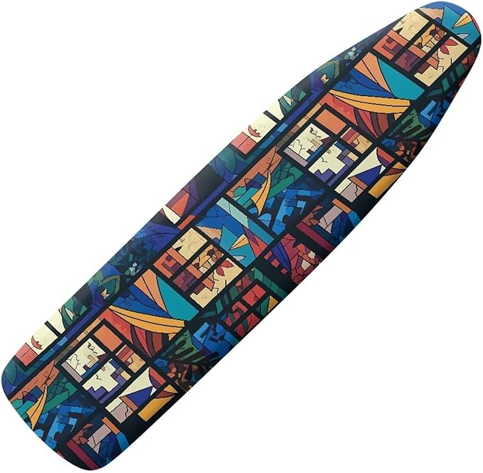 Geometric Window Steam Ironing Board Cover 15x54, Colorful Abstract Art by Daulesho