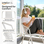 VINGLI PE Rattan Outdoor Dining Chairs Set of 2, Plastic Stackable Patio Chairs for Indoor, Porch, Restaurant, Garden, White - Image 5