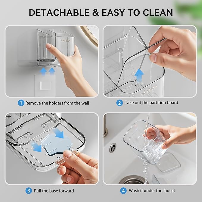 Toothbrush Holders for Bathrooms, 3 Slots Detachable Electric Toothbrush Holder - Image 9
