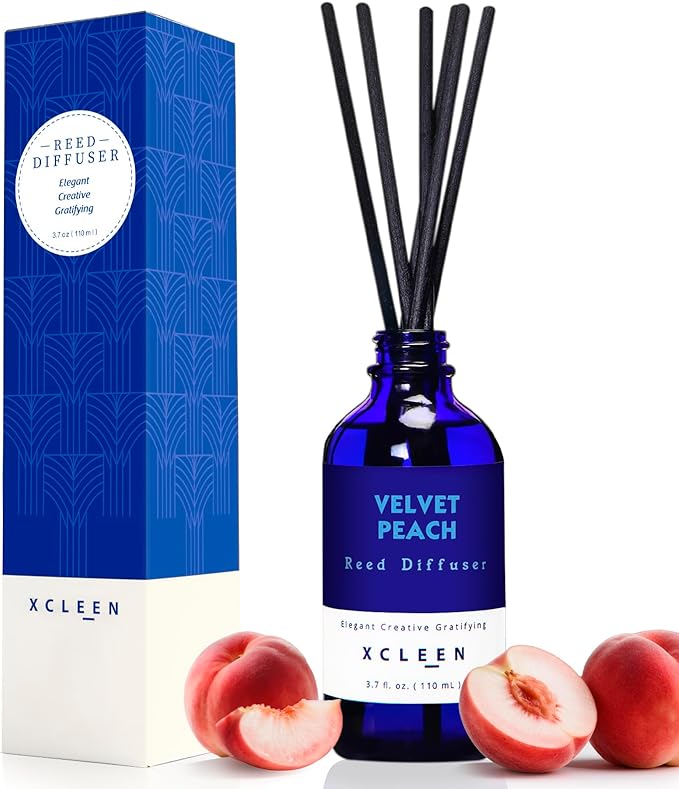 Reed Diffuser Set, Velvet Peach Scent Fragrance Oil Diffuser, Reed Diffusers by Xcleen