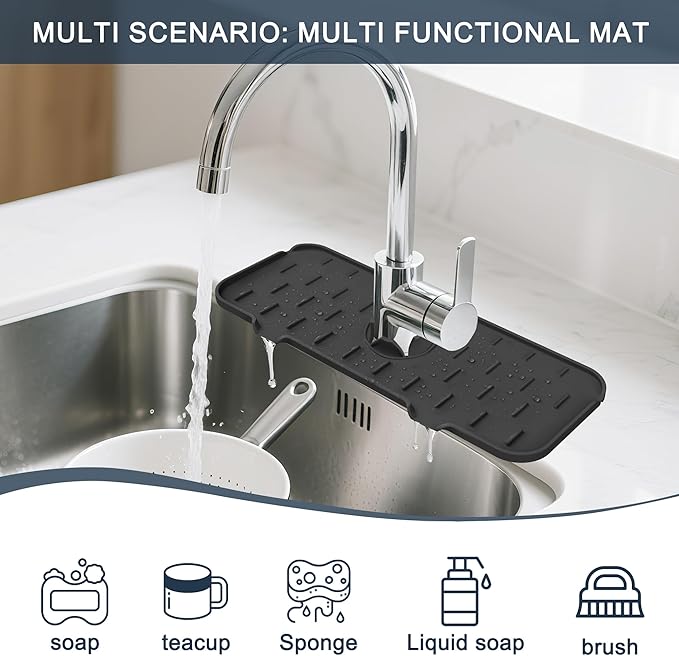 Kitchen Faucet Sink Splash Guard, Silicone Faucet Water Catcher Mat – Sink - Image 3
