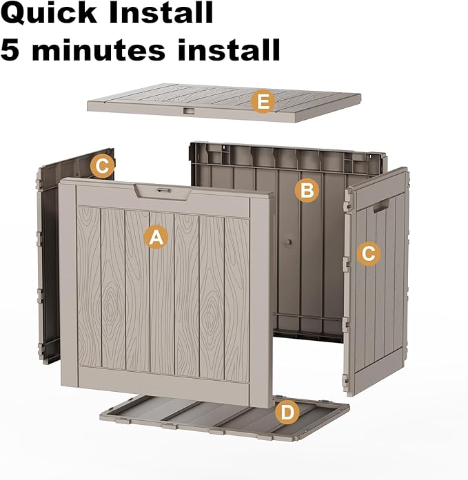 30 Gallon Outdoor Deck Box, Lockable Waterproof Outdoor Storage Boxes For Garden Tools,Indoor Cushions,Accessories Outside Storage Resin Weatherproof Container(Grey) - Image 5