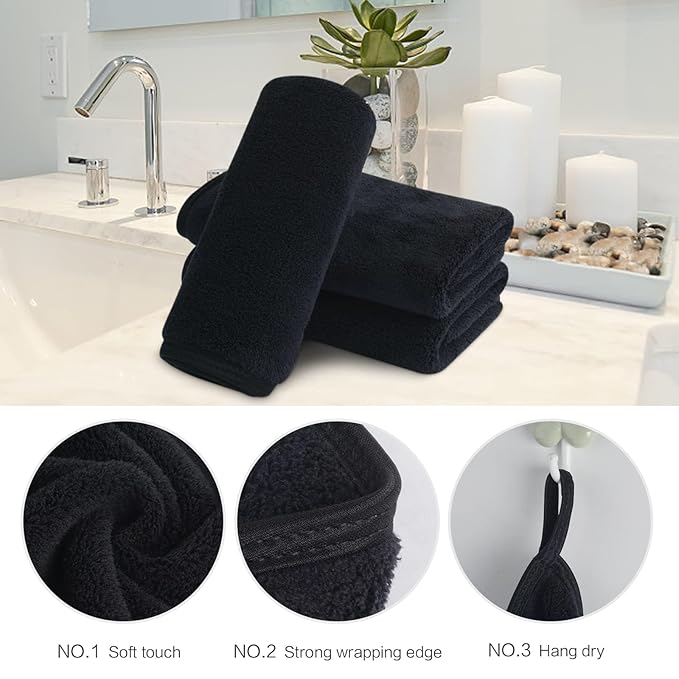 SINLAND Absorbent Coral Velvet Washcloth Ultra Soft Microfiber Face Towels 12 x - Image 3