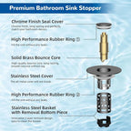 Hibbent 2 Pack 3 in 1 Bathroom Sink Drain Strainer, Universal Pop Up Stopper - Image 8