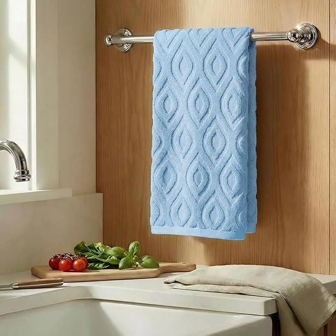 Artoid Mode 1 Pc Light Blue 3D Diamond Grid Jacquard Hand Towels - Image 3