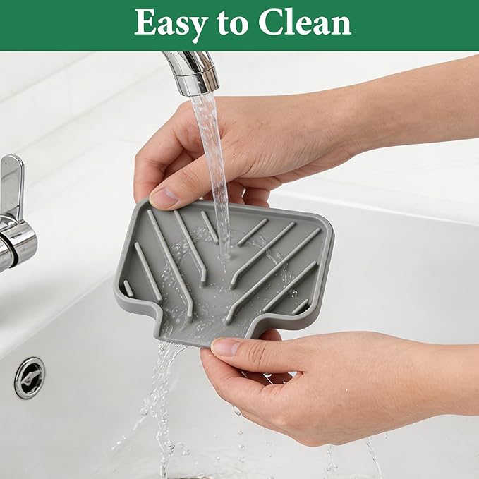 GUUKIN Sponge Holder for Kitchen Sink, 3.5"×5" Silicone Dish Drying Mat - Image 3