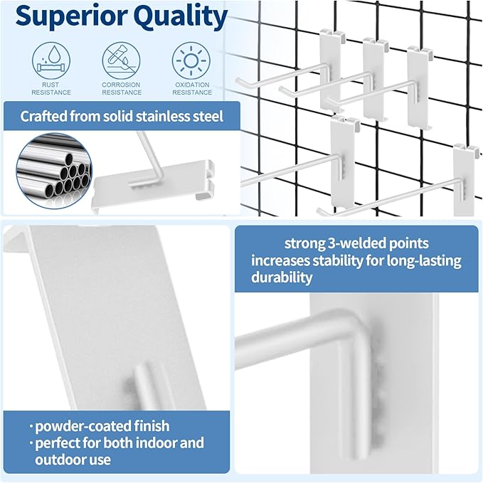 20Pcs Gridwall Hooks, Metal Grid Panel Hanging Peg Hooks, Grid Wall Accessory - Image 3