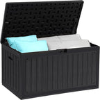 YITAHOME 90 Gallon Large Deck Box with Side Handles, Outdoor Double-Wall Storage for Patio Furniture Cushions, Garden Pool Accessories, Waterproof & Lockable by YITAHOME