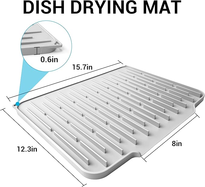Silicone Dish Drying Mat for Kitchen Counter, Foldable & Heat Resistant Drying - Image 2