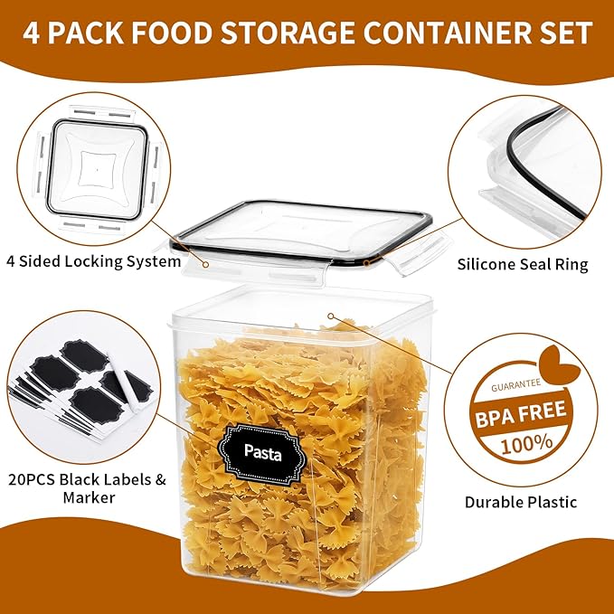 4 Pack Large Airtight Food Storage Containers - Image 3