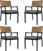 Grand patio Outdoor Dining Chair Set of 4, 4 Pieces Patio Dining Chairs, Stackable Wicker Chairs Set with Cushions Armrest for Restaurant, Outdoor, Garden, Porch, Lawn and Poolside by GrandPatio
