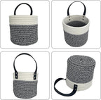 Cotton Rope Hanging Baskets for Organizing 2 Pcs Round Small Wall Basket - Image 5