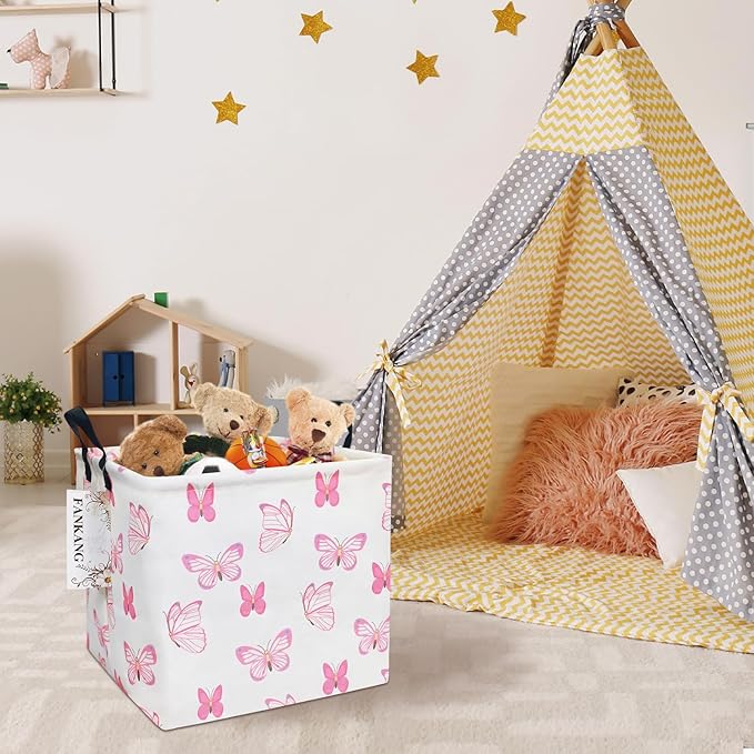 FANKANG Square Nursery Hamper Storage Bins Canvas Laundry Basket Foldable - Image 4