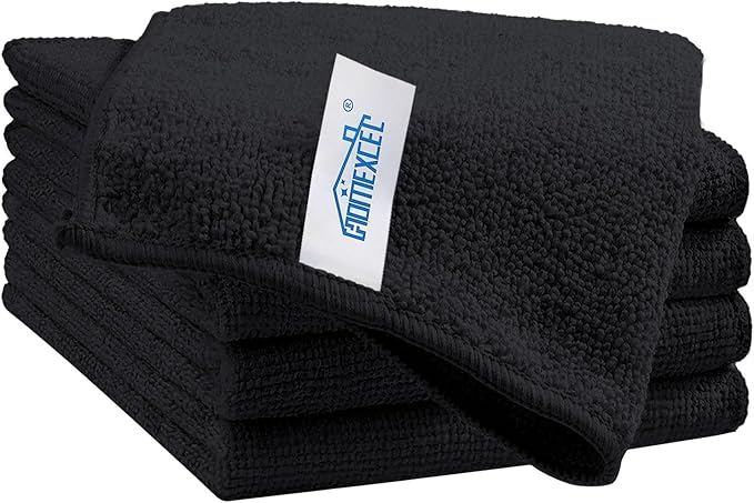 HOMEXCEL Black Microfiber Cleaning Cloth, 5 Pack Cleaning Towels by HOMEXCEL
