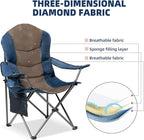 2 Pack Folding Camping Chairs for Adults - High Back Padded Outdoor Lawn Chairs with Lumbar Support & Cup Holder, 400lbs Heavy Duty Portable Camping Chairs Set (Blue & Brown, 2 PCS) - Image 5