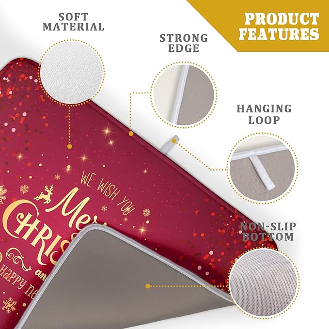 Merry Christmas Drying Mat for Kitchen Counter 18x24 Inch Christmas Dish Mat - Image 4