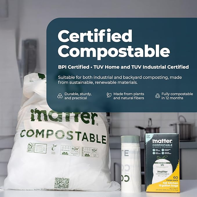 Matter Compostable 13 Gallon Tall Kitchen Trash Bags - Image 6