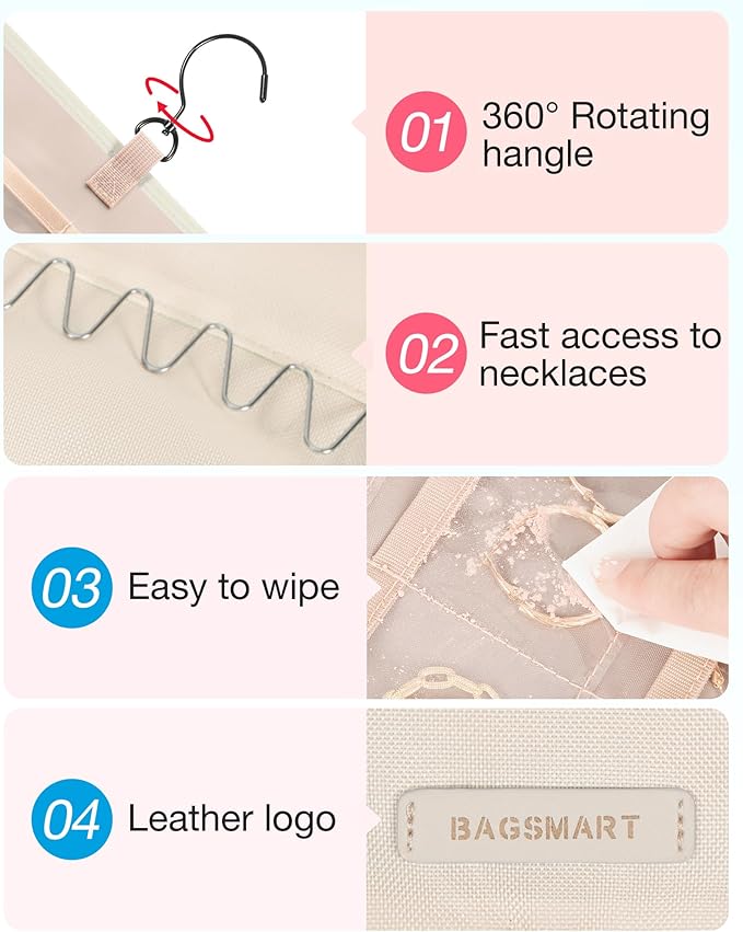 BAGSMART Hanging Jewelry Organizer Storage Roll - Image 4