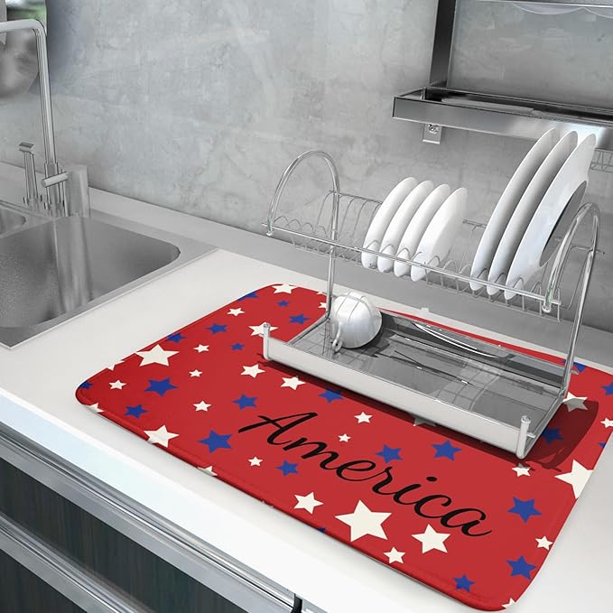 Red Stars America 4th of July Dish Drying Pad 18 x 24 Inch - Image 5