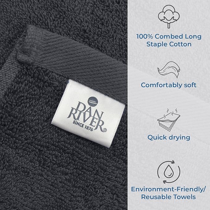 DAN RIVER Bath Towels Set of 4, 27 x 54 Inches, 100% Cotton, Larger & Lighter - Image 3