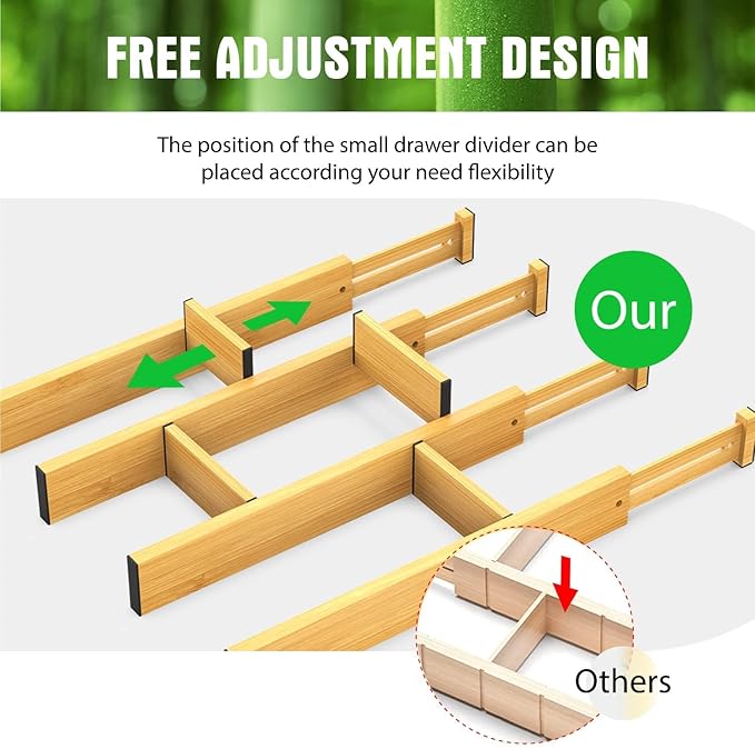 ANTOWIN Bamboo Drawer Dividers Organizers, Drawer Separators Splitter, 13-17 - Image 6