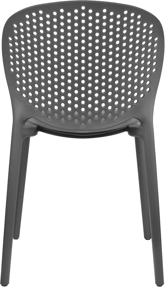 2xhome Set of 3 Patio Dining Chairs | Modern Stackable Outdoor Pool Side Chair | Weather Resistant Plastic for Yard, Porch, Balcony, Kitchen, Gray - Image 8