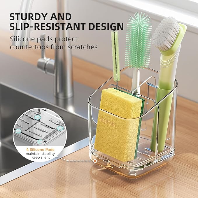 Minimalist Sponge Holder for Kitchen Sink, 3 Slots Sink Caddy - Image 5