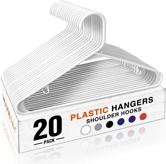 HOUSE DAY Plastic Hangers 20 Pack, Space Saving Clothes Hangers by HOUSEDAY