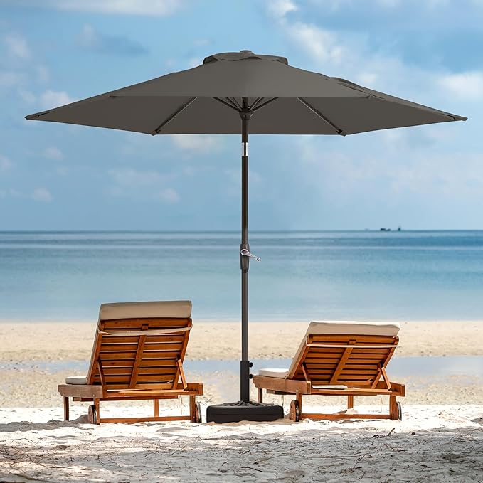 JEAREY 7.5FT Patio Umbrella Market Table Umbrella with 6 Sturdy Ribs, Push Button Tilt/Crank Outdoor Umbrella for Garden, Deck, Backyard, Pool and Beach,Gray - Image 7