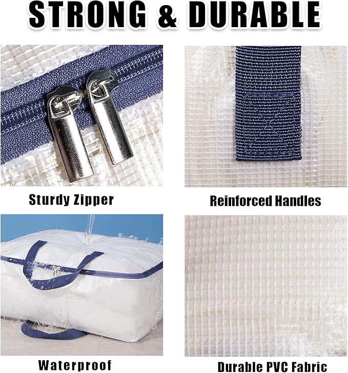 Clear Storage Bags with Zipper, 75L Extra Large Capacity - Image 5