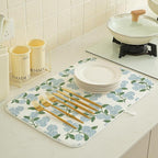 Blue Sage Green Hydrangea Dish Drying Mats 18x24 Inch Floral Mats Spring - Image 3