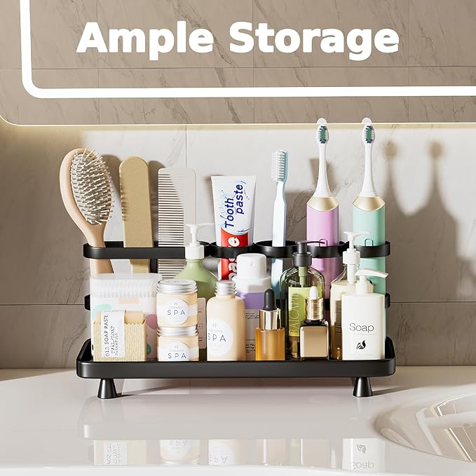 Electric Toothbrush Holder for Bathroom Countertop 5 Metal Slots Toothpaste - Image 3