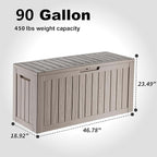 90 Gallon Outdoor Storage Box - Deck Box Container for Patio, Pool, and Garden-Waterproof and UV Resistant Resin,Lockable (Grey) - Image 2