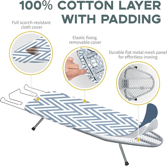Small Tabletop Ironing Board Foldable, RAINHOL Steel Mesh Portable Iron Board - Image 2