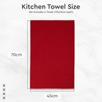 Encasa XO Kitchen Dish Towels Set | Red | Waffle Weave and Flat Hand Tea Towel - Image 7