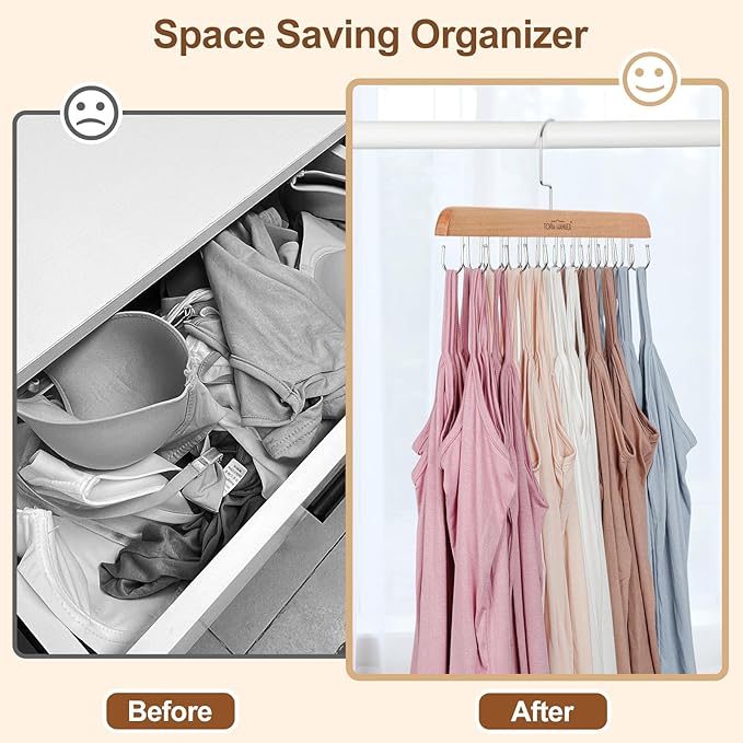 TOPIA HANGER Bra Hanger for Closet, 2 Pack Tank Top Hangers 40 Hooks Capacity - Image 3