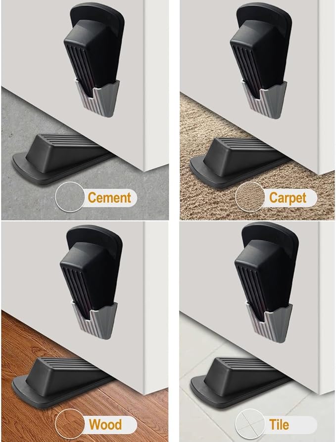 Door Stop, Door Stopper, Doorstopper, 4 Pack Rubber Door Stopper, Sturdy Non - Image 6