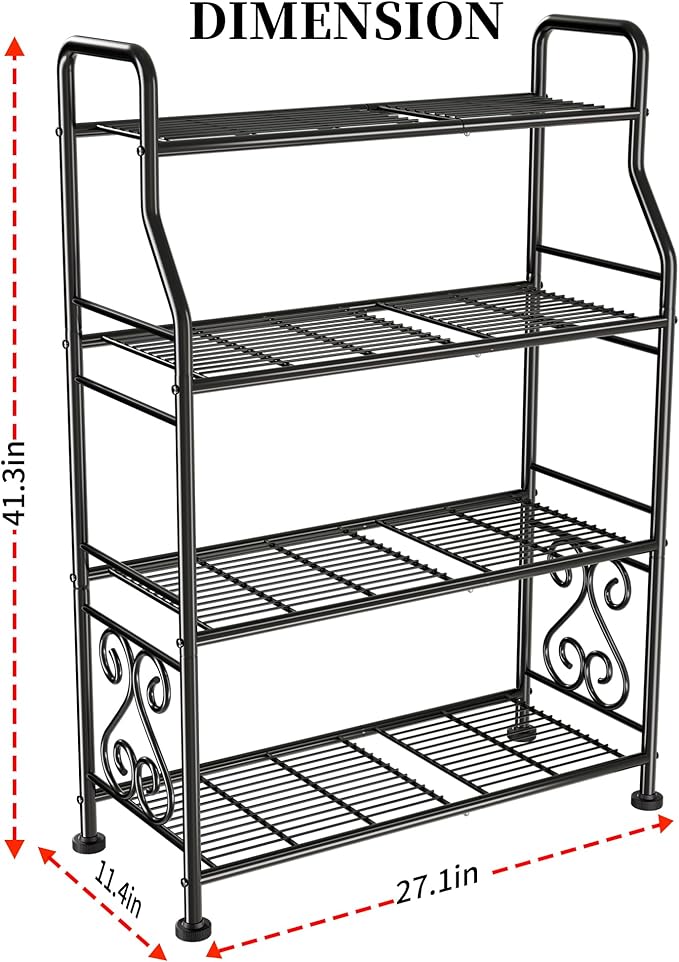 GIOTORENT Plant Stand Outdoor Indoor 4 Tier Metal Waterproof - 41.3" Plant Shelf for Patio, Balcony, Living Room, Large Capacity Tiered Plant Rack, Black - Image 3