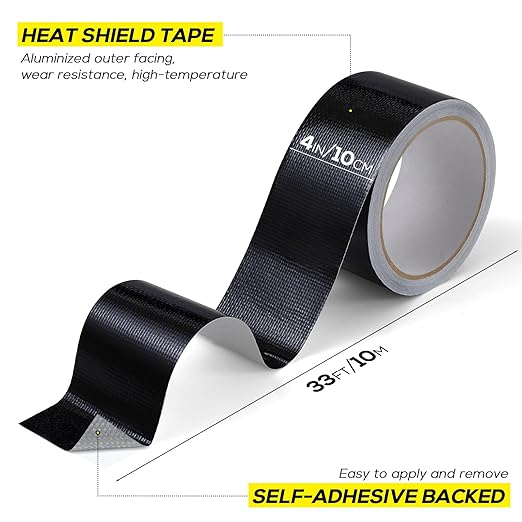 Aluminum Foil Tape, 4in x 33FT Fiberglass Heat Shield Tape, Exhaust Heat - Image 2