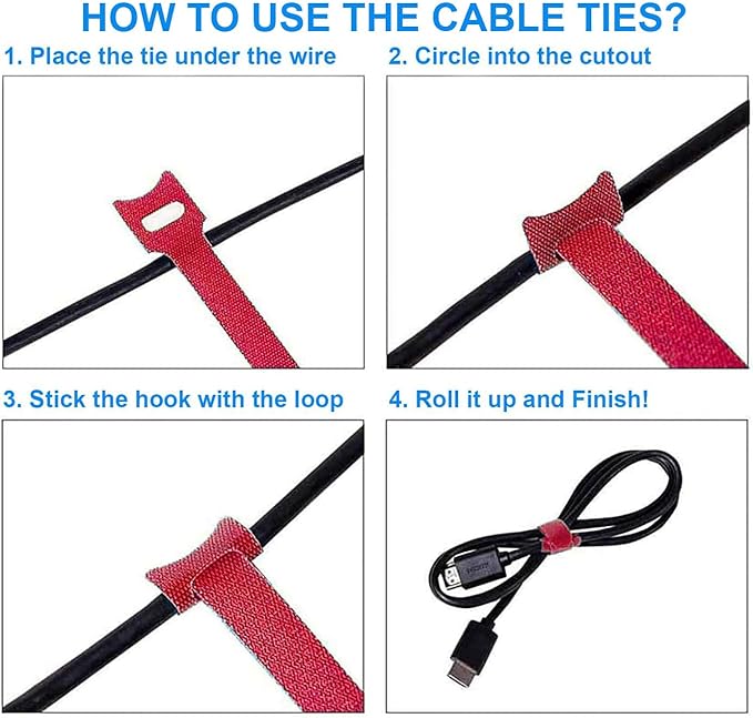 60 PCS 6 Inches Reusable Cable Ties, Wire Ties, Cord Organizer, Cable Organizer - Image 3