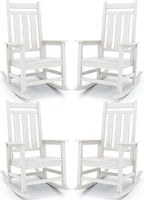 KINGYES Oversized Outdoor Rocking Chair Set of 4, All-Weather Patio Rocking Chairs for Porch, HDPE Outdoor Patio Rockers with High Back & Wide Seat for Garden, Lawn, White by KINGYES