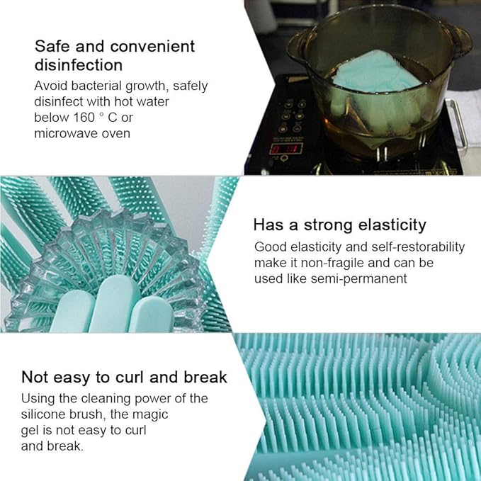 Silicone Dishwashing Gloves, Pet Grooming Rubber Scrubbing - Image 4