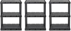Gracious Living 3 Pack Light Duty Storage Shelves, Knect-A-Shelf 3-Shelf Ventilated Shelving Rack Organizer for Home, Garage, Basement, Laundry, Black by GraciousLiving